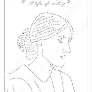 Poster di Virginia Woolf con i titoli dei suoi romanzi