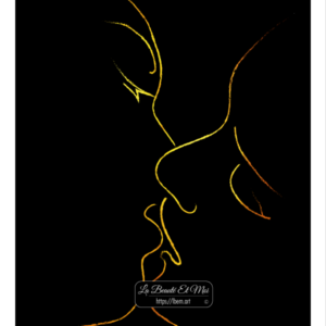 Poster Il Bacio, disegno minimalista di una coppia che si bacia